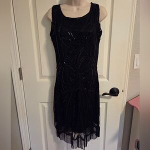 Elegant Black Beaded Dress